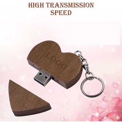 4GB Slim Wooden USB Flash Drive & Key Chain