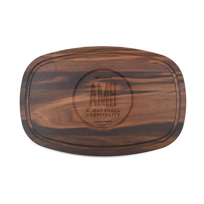 10½" x 16" x 3/4" Walnut Oval Cutting Board with Juice Groove