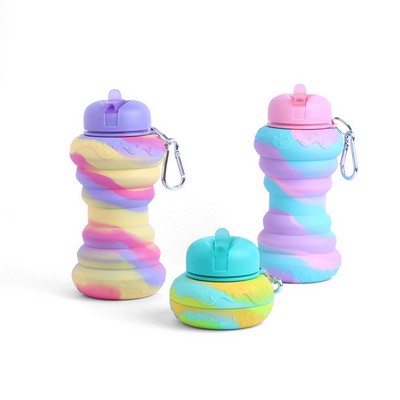 600ml Silicone Donut Shape Collapsible Sports Bottle