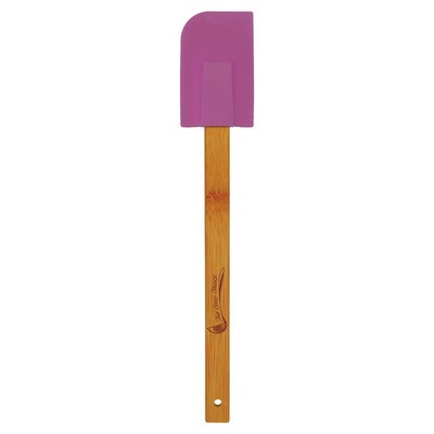 11 3/4" Purple Silicone Spatula with Bamboo Handle