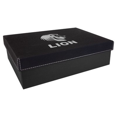 9 3/4" x 7" Black/Silver Gift Box with Laserable Leatherette Lid