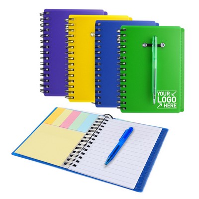 A6 Spiral Notebook With Pen and Sticky Notes