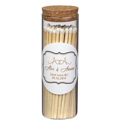 "Alight" Glass Match Stick Jar - w/ Full Color Label - 48 count