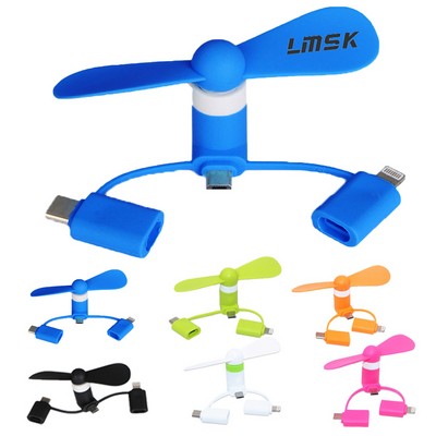 3 in 1 Mini USB Cellphone Fan