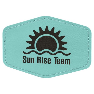 Hex Engraved Patch with Adhesive, Teal Faux Leather, 3 1/2" x 2 1/2"