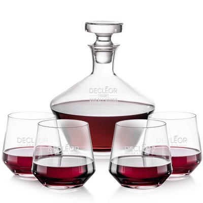 Tucson Decanter & 4 Stemless Wine