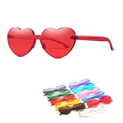 Heart Shaped Transparent Rimless Retro Sunglasses