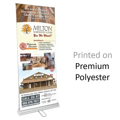 33" W X 80" H Retractable Banner & Stand - Double Sided Premium Polyester.