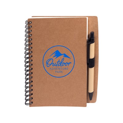 Stone Paper Spiral Notebook with Pen Combo - Natural