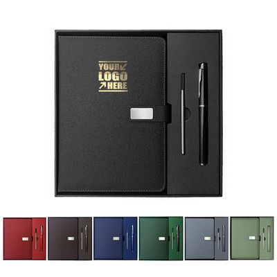 Gift Set of Faux Leather Notepad with Pen