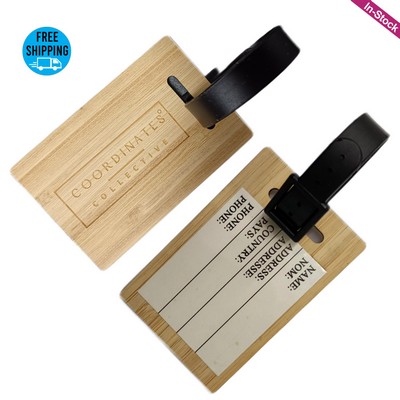 Bamboo Luggage Tag with Leatherette Strap