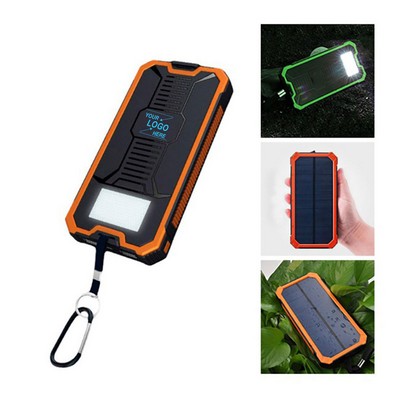 6000mAh Solar Power Bank with LED Light and Carabiner