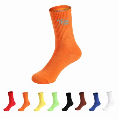 Unisex Solid Color Combed Cotton Socks