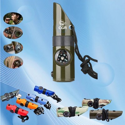 Essential 7-in-1 Survival Signal Whistle Kit