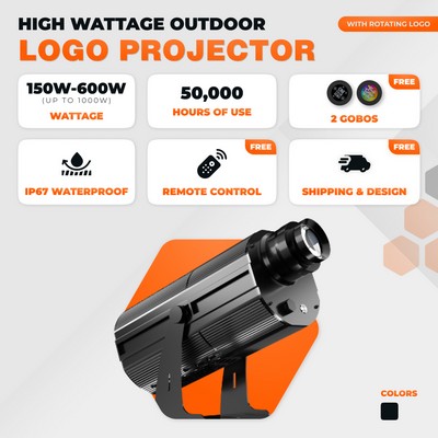 16.9" x 8.6" x 5.1" - HIGH WATTAGE OUTDOOR GOBO LOGO PROJECTOR 300W