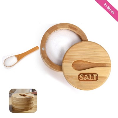 Bamboo Salt Box with Spoon - OCEAN