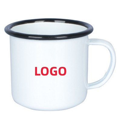 12 Oz. Full Color Printed Enamel Mug w/Black Rim