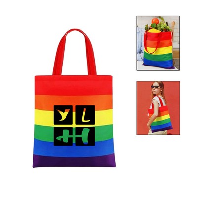 Canvas Rainbow Flag Tote Bag