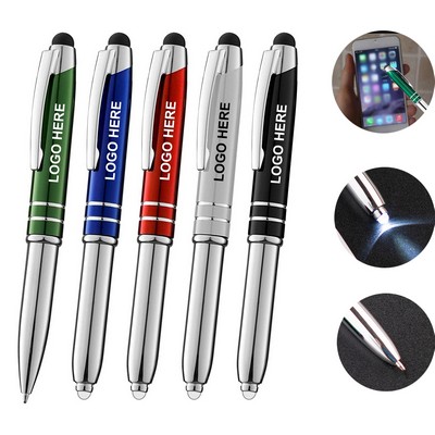 3-In-1 Stylus Metal Pen With Led Flashlight