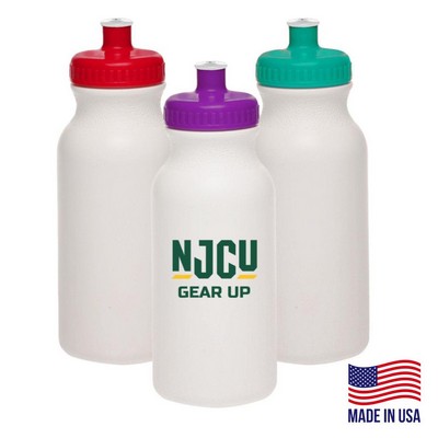 20 oz. White Plastic Water Bottles w/ Push Cap