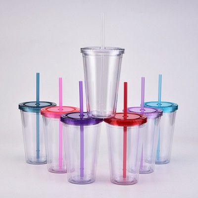 Double-layer Plastic Water Cup Fashion Straw Cup