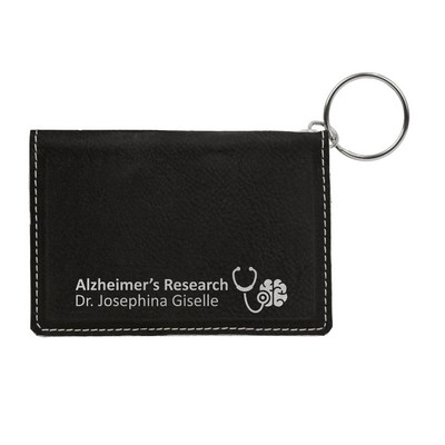 Black/Silver Leatherette Keychain ID Holder