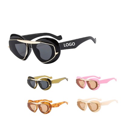 Cat Eye Sunglasses with Double Frame