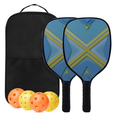 Wooden Pickleball Racket Paddle & Ball Set w/ Carrying bag