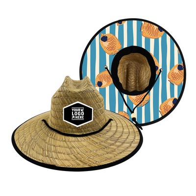 Sun Straw Hat w/ Full Color Underbrim Imprint