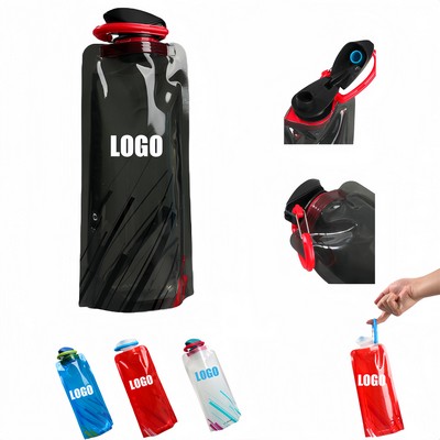 24 Oz PE Plastic Folding Water Bag with Carabiner