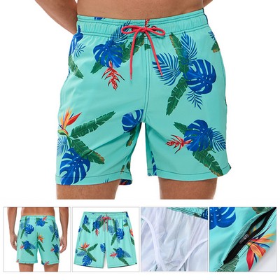 Men's Swim Trunks Swim Shorts Quick Dry 5 Inch Inseam Beach Shorts with Zipper Pocket