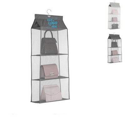 3-Compartment Hanging Handbag Organizer