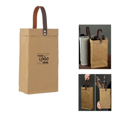 Brown Kraft Paper Wine Gift Bag with Handle