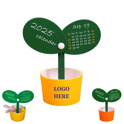 Custom 2025 Desktop Calendar - Flower Plant Shape