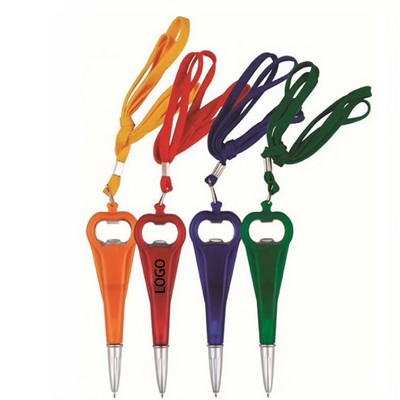 3-in-1 Multifunctional Hanging Rope Ballpoint Pen w/Bottle Opener & Lanyard