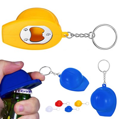 2 In 1 Mini Hard Hat Bottle Opener Keychain