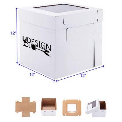 12 x 12 x 12 Inches Wedding Thick Sturdy Disposable Containers Tall Cake Boxes with Clear Window