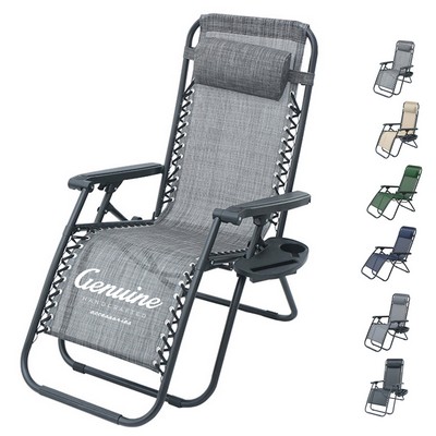 Adjustable Folding Lounge Chair with Table and Pillow