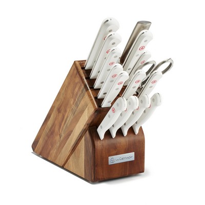 Wusthof Gourmet 16Pc Knife Block Set W/ White Handles