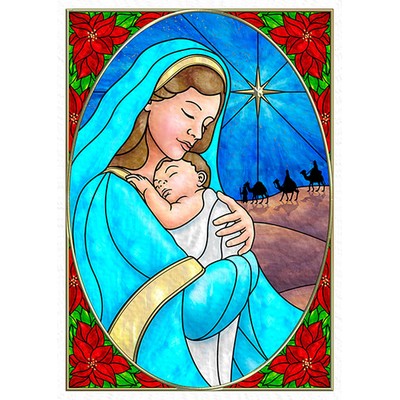 Stained Glass Madonna and Child Greeting Card