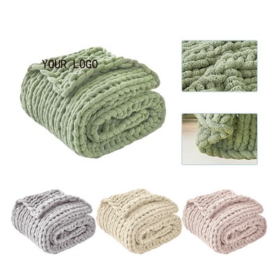 Soft Handmade Thick Cable Knit Crochet Rope Knot Throw Blanket