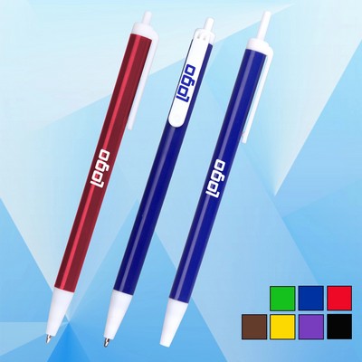 Click-action Ballpoint Pen w/ White Clip