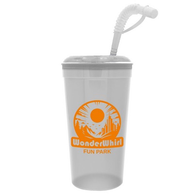 Super Size 32 oz Stadium Cup With Lid and Straw