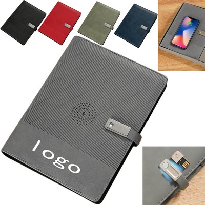 A5 8000mAh Power Bank Notebook With Wireless Charger