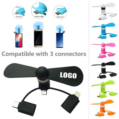 3 in 1 Mini Fan For Cell Phone