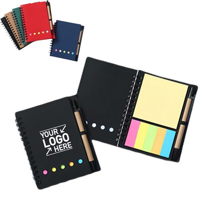 Compact Spiral Notebook With Sticky Notes And Pens