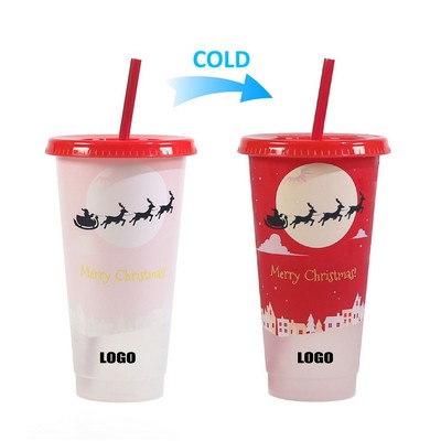 Non-Toxic 710ml Handy Christmas Plastic Color Changing Cup