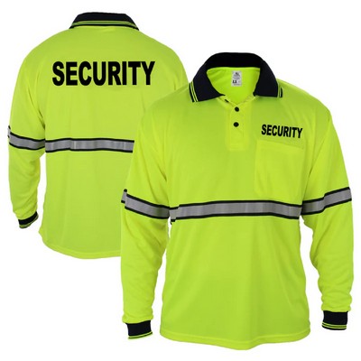 First Class High Visibility Long Sleeve Polo Shirt With Reflective Stripes and ID