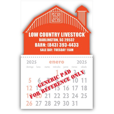 Designer Shaped Kwik-Stik Textured Vinyl Calendar w/ Barn Shape