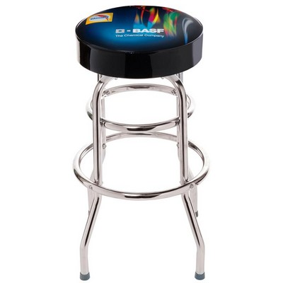 Double Ring Swivel Bar Stool w/Chrome Frame- Seat Logo